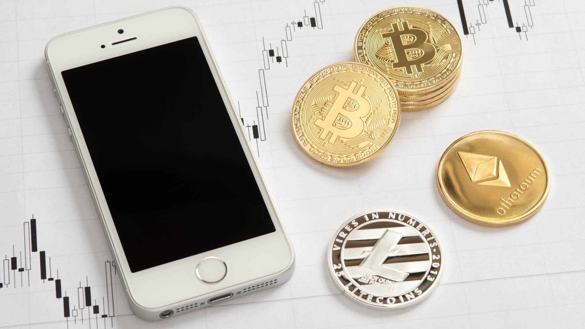 Kryptoměny Bitcoin Litecoin Ethereum Mobil Telefon Smartphone