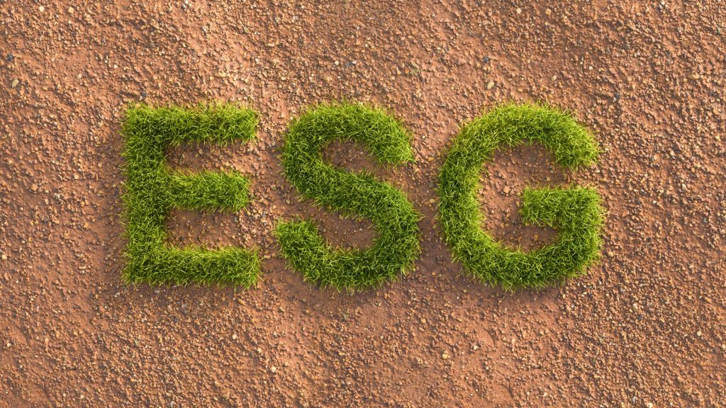 ESG písmená vyrostlé trávou ze země